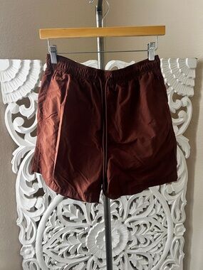 Men's Casual Elastic Waist Shorts - Deep Brown